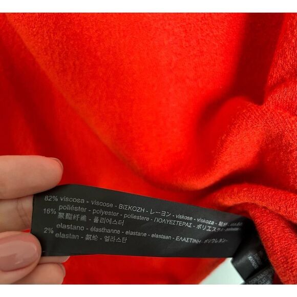 Zara Knit EUC Orange Boat Neck Ruffle Bell Sleeve Sweater Size S - Picture 11 of 12